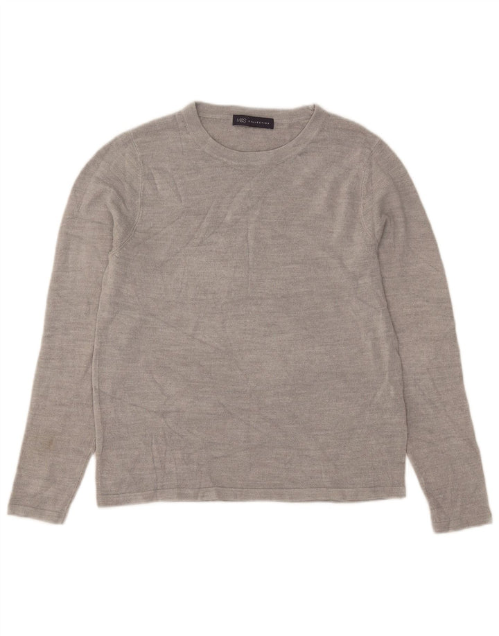 Marks & Spencer Damen-Pullover mit U-Boot-Ausschnitt, UK 12, Mittelgrau, Acryl