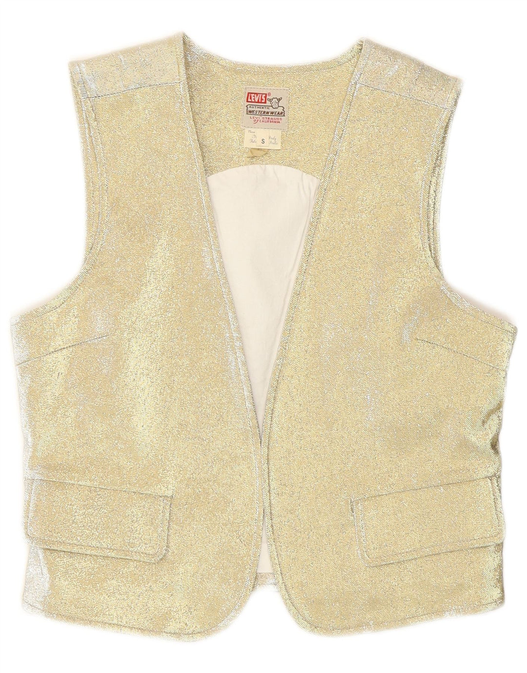 Levi's Damen Weste UK 10 Small Gold Cotton Western