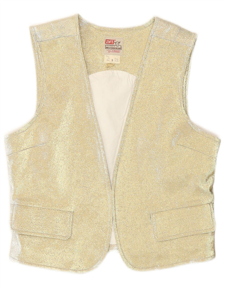 Levi's Damen Weste UK 10 Small Gold Cotton Western