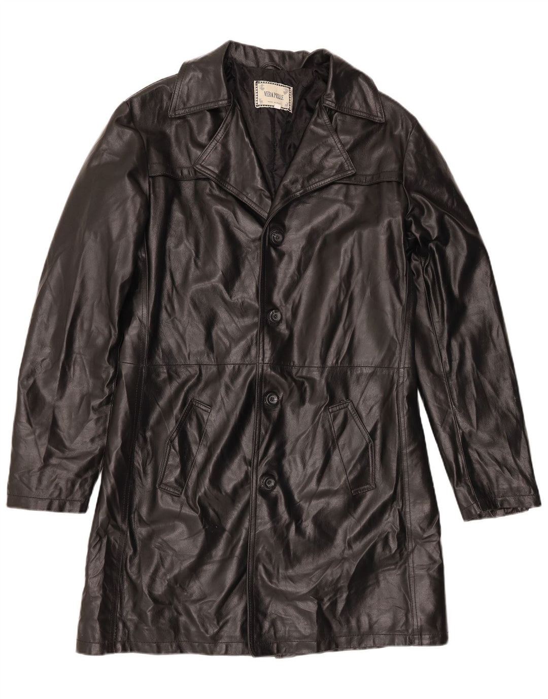 Vintage Herren Ledermantel UK 42 XL Schwarzes Leder