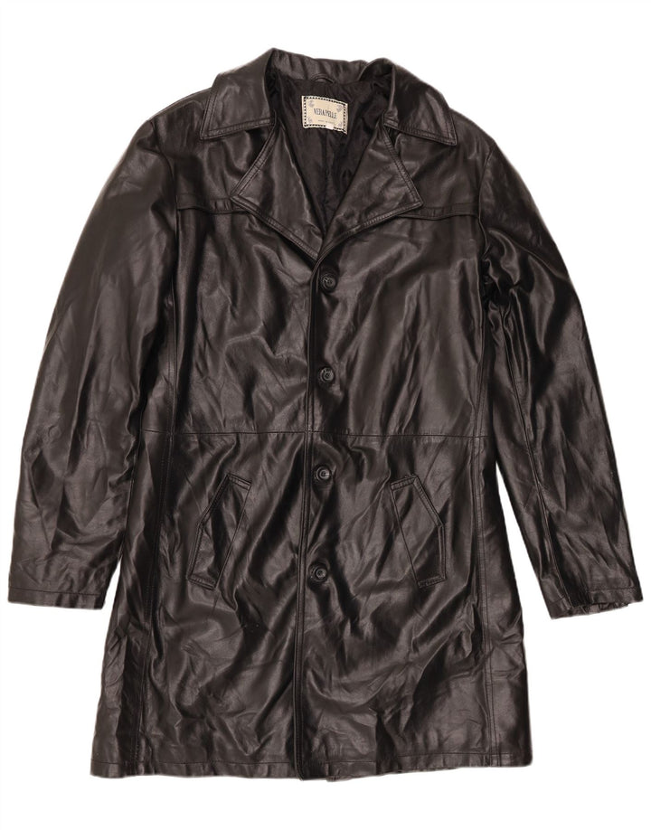 Vintage Herren Ledermantel UK 42 XL Schwarzes Leder