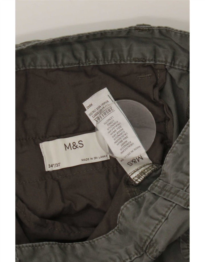 Gerade Herren-Cargohose von Marks & Spencer, W34, L33, Khaki, Baumwolle