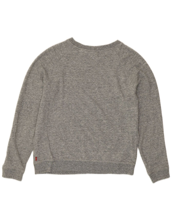 Levi's Damen Grafik-Sweatshirt-Pullover UK 16 Large Grau gefleckte Baumwolle