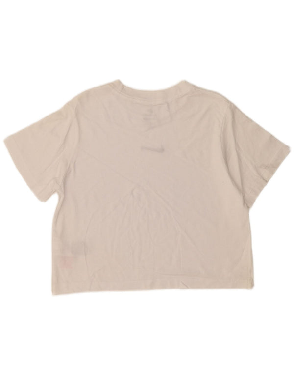 Nike Mädchen-T-Shirt mit lockerer Passform, 10–11 Jahre, mittelweiße Baumwolle