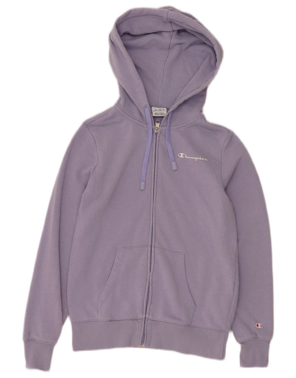CHAMPION Damen Zip Hoodie Pullover UK 6 XS Lila Baumwolle