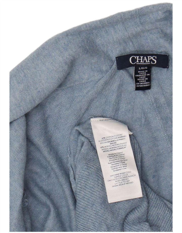 CHAPS Damen Longline Open Cardigan Pullover UK 16 Large Blau Baumwolle