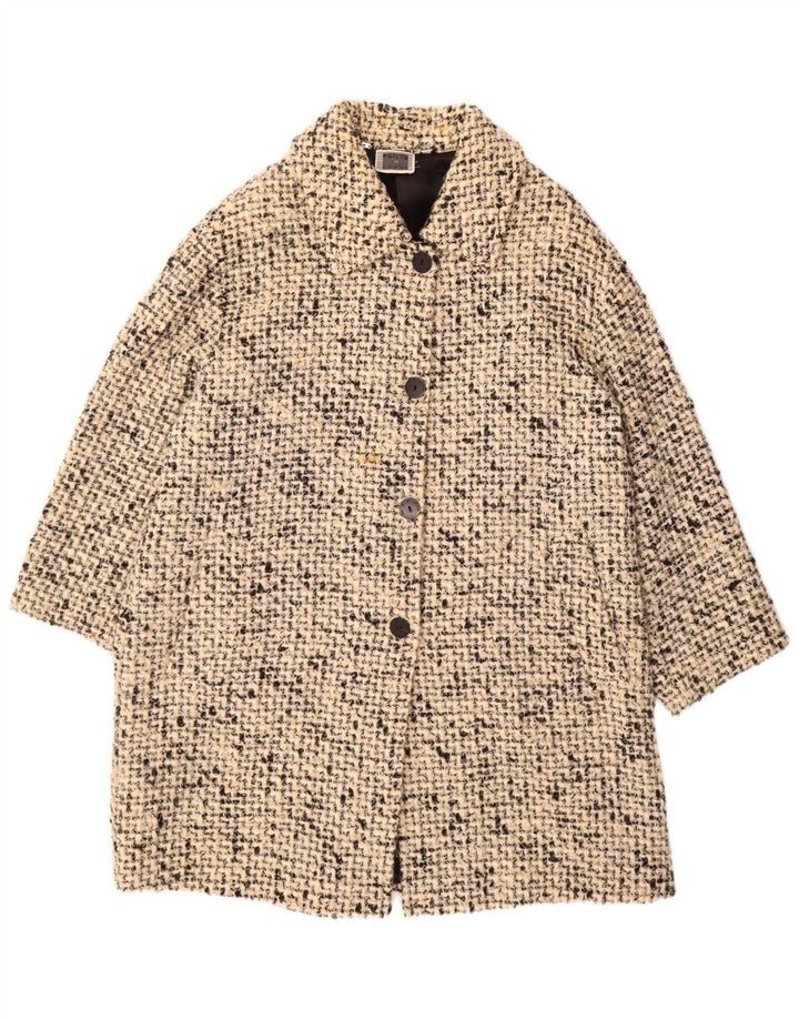 PERTE BY KRIZIA Damen Übergroßer Mantel Größe 21 Mittelbeige meliert