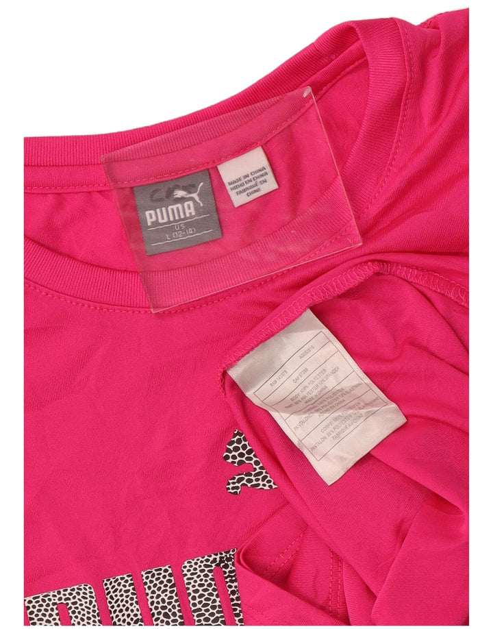 PUMA Mädchen Grafik T-Shirt Top 12–13 Jahre groß rosa Polyester