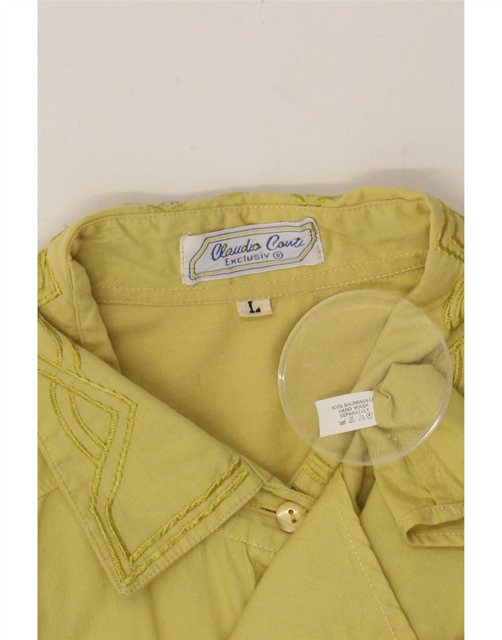 VINTAGE Womens Oversized Shirt UK 16 Large Yellow Cotton Vintage Vintage and Second-Hand Vintage from Messina Hembry 