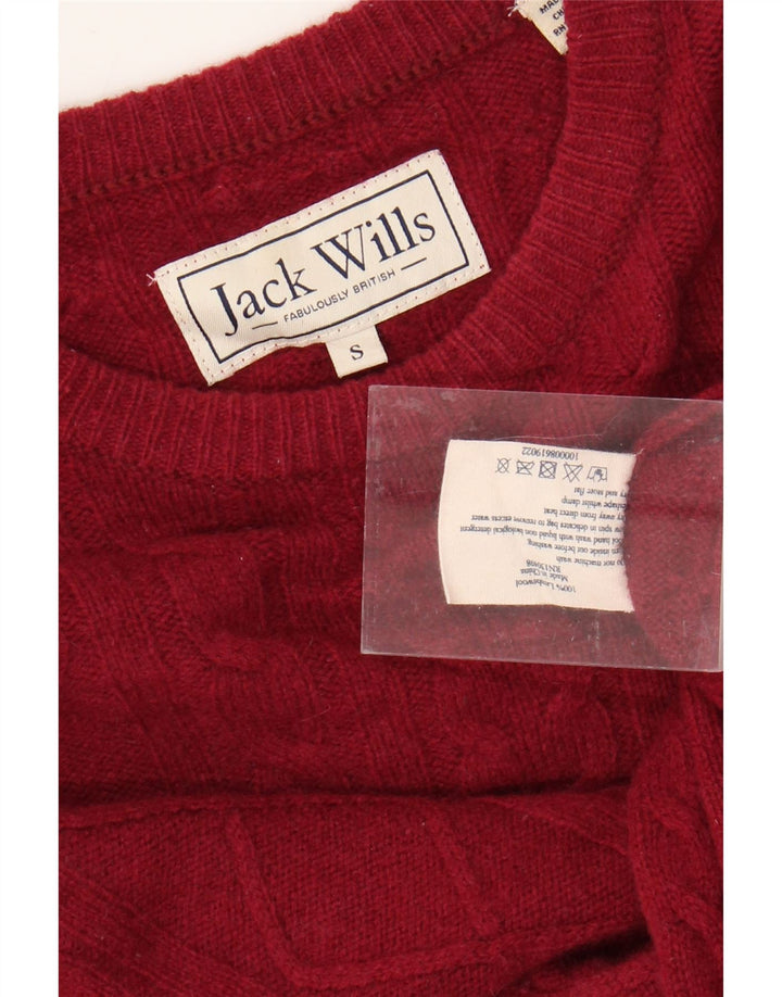 JACK WILLS Herren-Pullover mit Rundhalsausschnitt, Größe S, rote Wolle