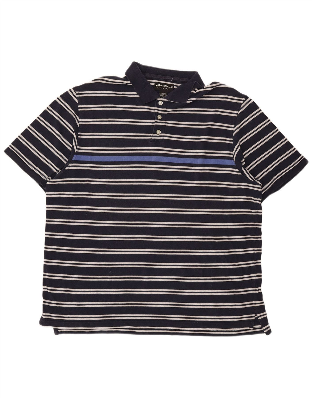 Eddie Bauer Herren Poloshirt 2XL Marineblau gestreift aus Baumwolle