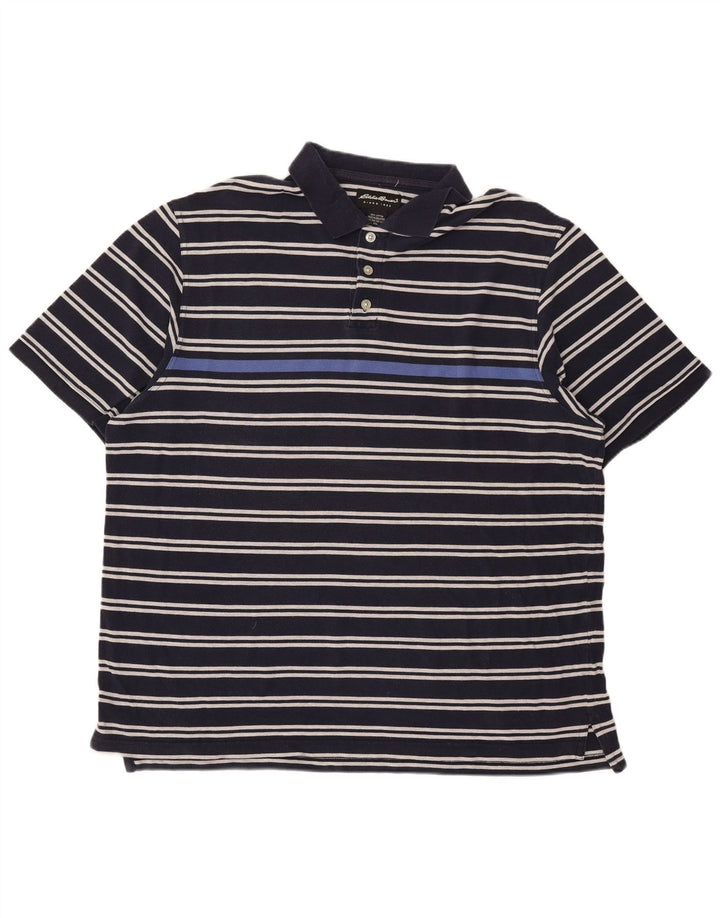 Eddie Bauer Herren Poloshirt 2XL Marineblau gestreift aus Baumwolle