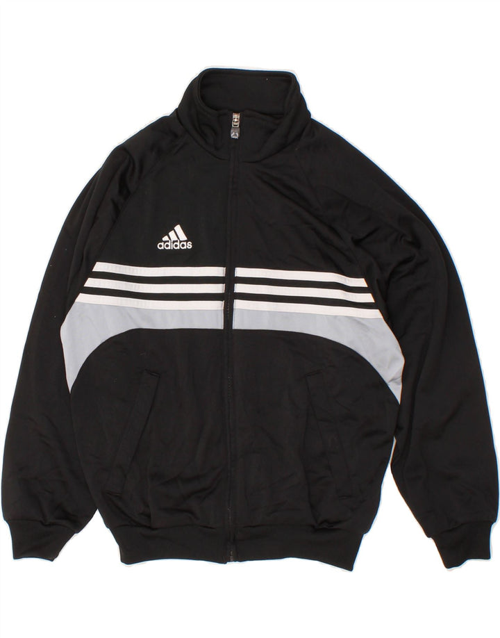 ADIDAS Boys Tracksuit Top Jacket 9-10 Years Black Colourblock Vintage Adidas and Second-Hand Adidas from Messina Hembry 