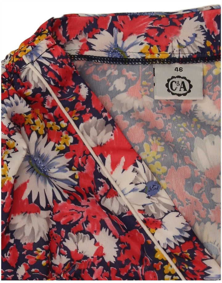 C & A Ärmelloses A-Linien-Kleid für Damen, EU 46, XL, rotes Blumenmuster, Polyester