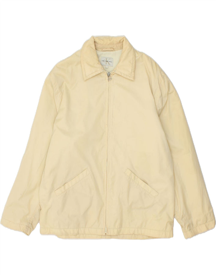 CALVIN KLEIN JEANS Mens Bomber Jacket UK 36 Small Beige Nylon Vintage Calvin Klein Jeans and Second-Hand Calvin Klein Jeans from Messina Hembry 
