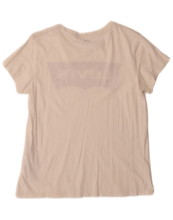 Levi's Damen-T-Shirt mit Grafik, UK 10, Größe S, weiße Baumwolle