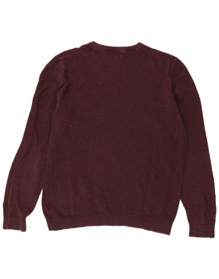 MARKS & SPENCER Herren-Pullover mit Rundhalsausschnitt, groß, burgunderrote Baumwolle