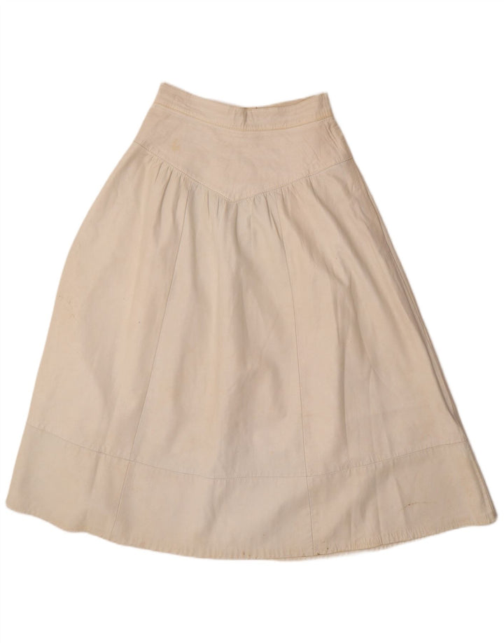 Vintage Damen Leder 2-teiliges Rock-Set UK 12 Medium W26 Off White