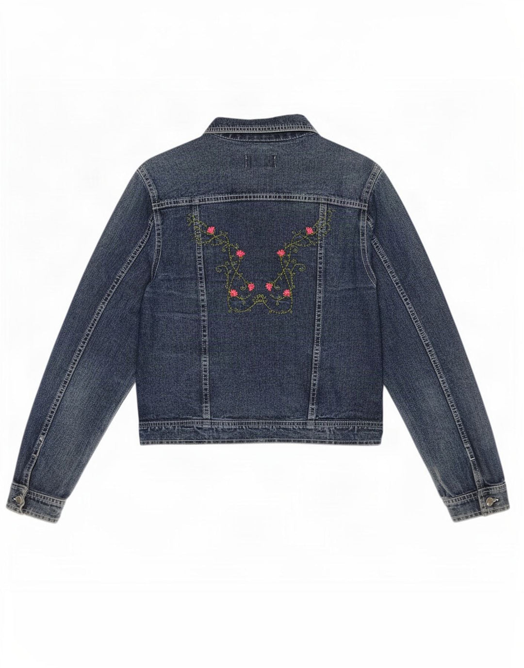 Vintage Damen Jeansjacke UK 14 Groß Blau geblümt