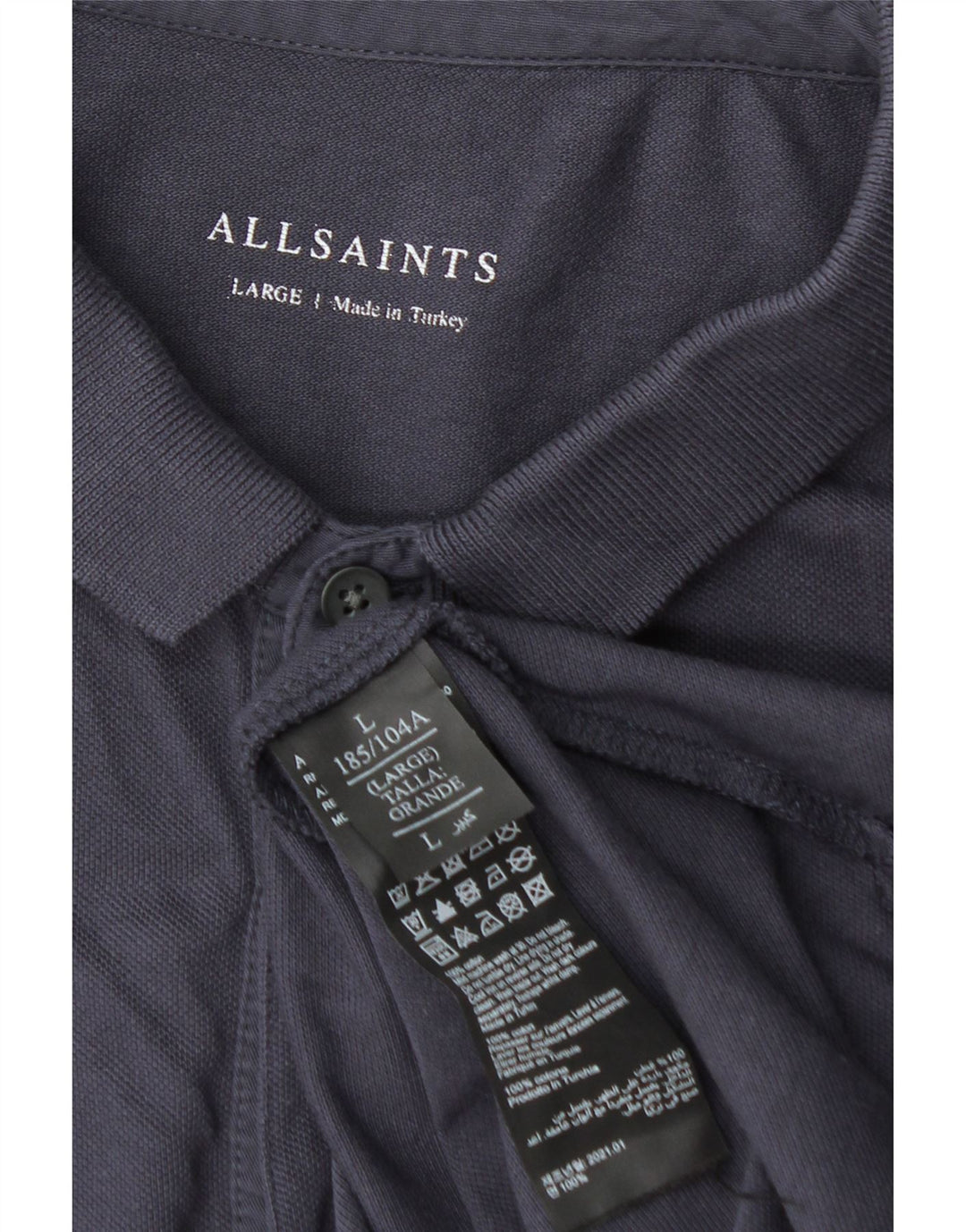 ALL SAINTS Herren-Poloshirt, groß, marineblau, Baumwolle