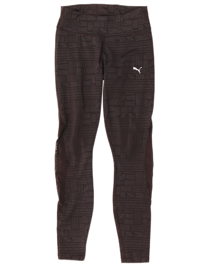 Puma Damen Leggings UK 10 Small Graues geometrisches Polyester