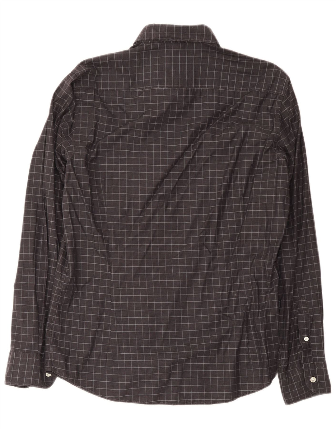 Massimo Dutti Herrenhemd, groß, grau kariert, Baumwolle
