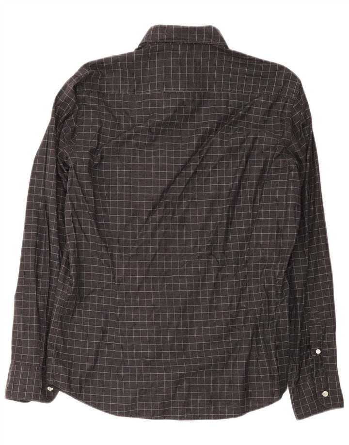 Massimo Dutti Herrenhemd, groß, grau kariert, Baumwolle