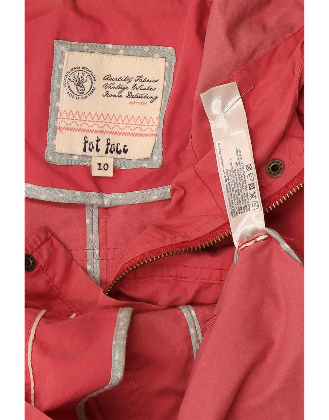 Fat Face Womens Hooded Duffle Jacket UK 10 Small Rosa Baumwolle