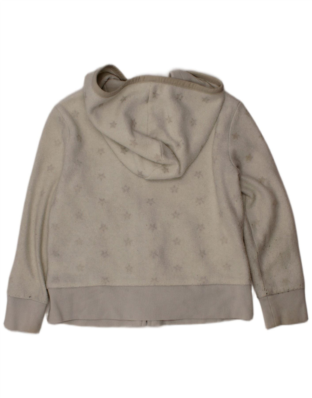 GAP Mädchen-Fleecejacke mit grafischer Kapuze, 6–7 Jahre, Größe S, weiß, Polyester