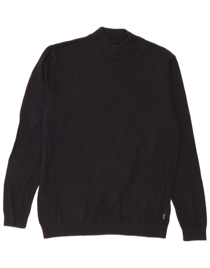 Jack & Jones Herren-Pullover mit Rollkragen, groß, Baumwolle, Schwarz