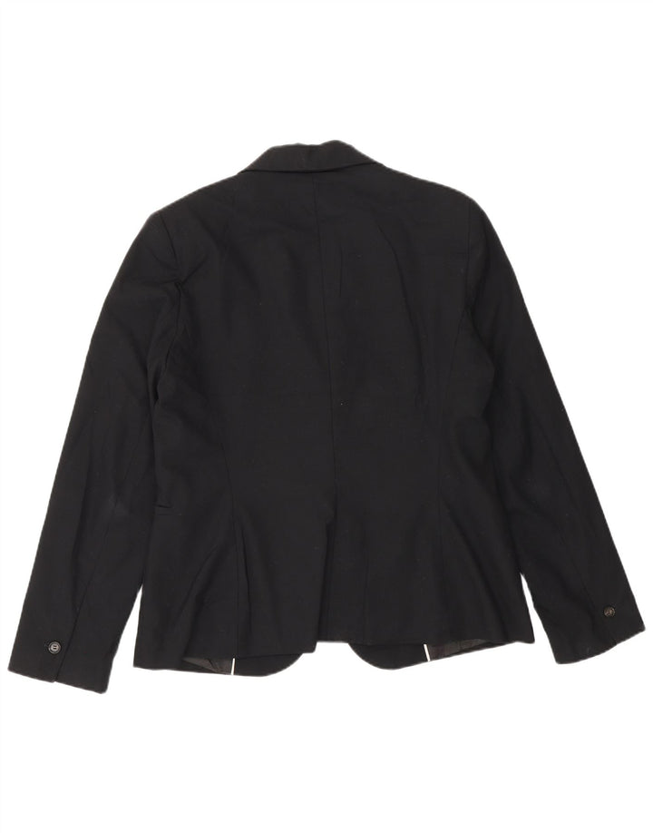 Zara Damen 1-Knopf-Blazerjacke EU 40 Mittelschwarzes Polyester