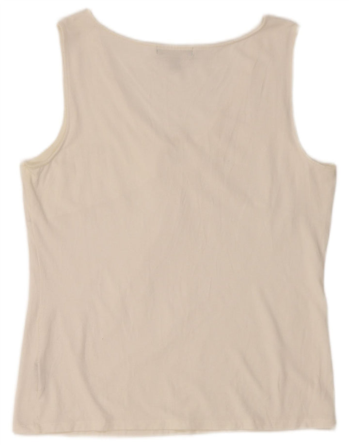 RALPH LAUREN Ärmelloses Damen-Blusenoberteil UK 18 XL Weißer Rayon