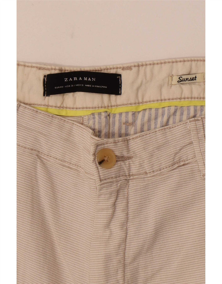 Zara Herren Sunset Chino Shorts EU 40 Medium W31 Off White Check