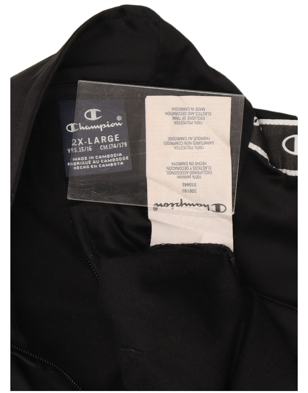 CHAMPION Jungen-Trainingsanzugoberteil mit Grafik, 15–16 Jahre, 2XL, schwarzes Polyester