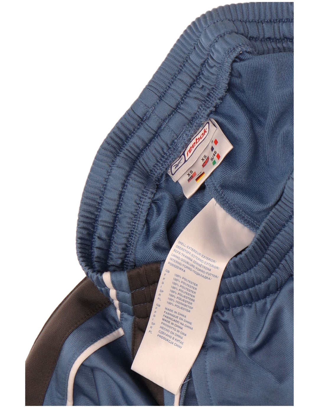 Reebok Herren-Trainingshose XS, blaues Colourblock-Polyester