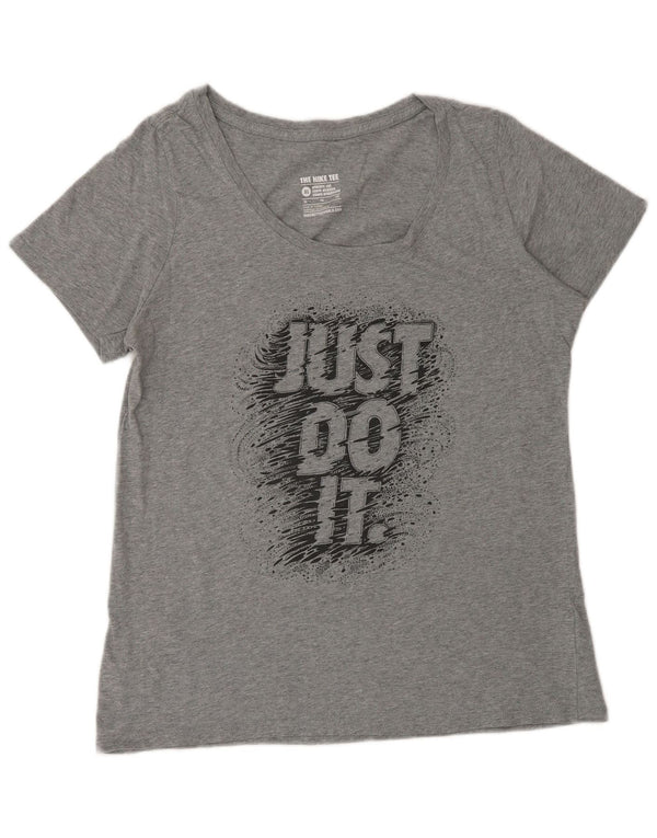 Nike Damen Grafik T-Shirt Top UK 18 XL Grau Baumwolle