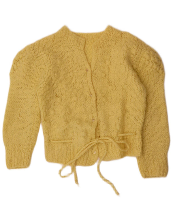 Vintage Mädchen Strickjacke Pullover 9-10 Jahre Gelb