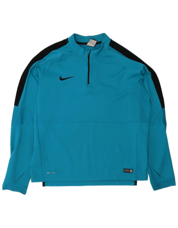 Nike Herren Dri Fit Pullover-Trainingsanzugoberteil mit Reißverschluss, XL, Blau, Farbblock