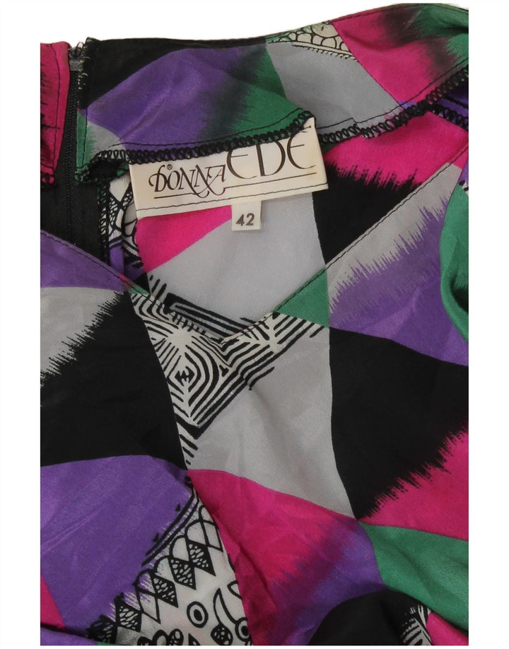 Vintage Damen Meerjungfrau Kleid IT 42 Medium Mehrfarbig Geometrisch