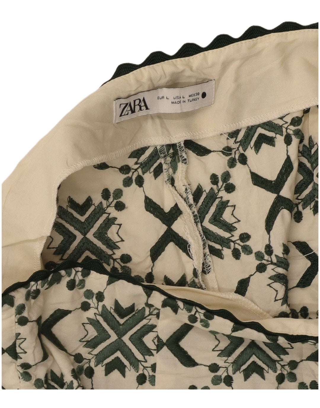 Lässige Damen-Shorts von Zara, Größe L, W30, gebrochenes Weiß, geometrisch