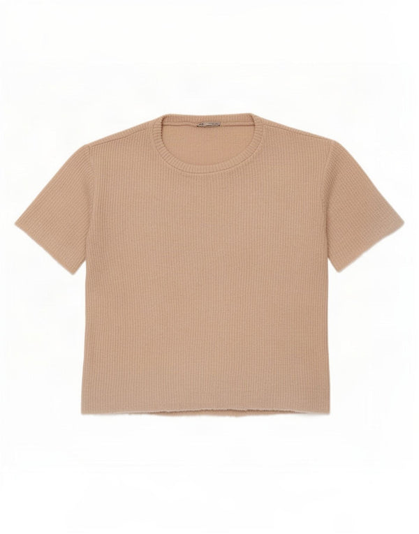 Zara Damen Übergroßes T-Shirt Top UK 16 Large Beige