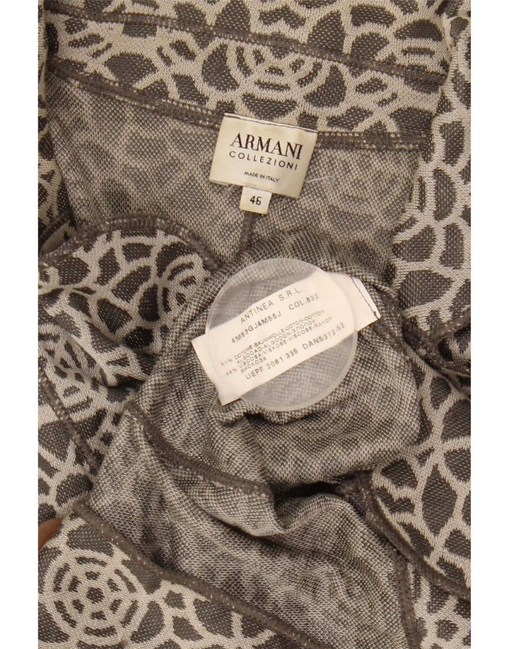 Armani Collezioni Damen Strickblazer IT 46 Large Grau Geometrisch