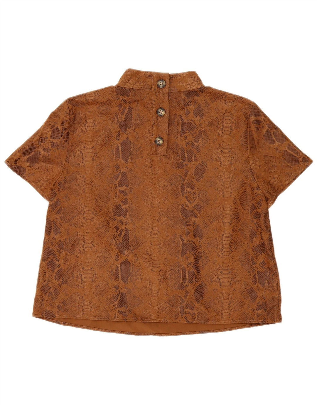 Zara Damen Blusenoberteil UK 14 Mittelbraunes Polyester mit Animal-Print