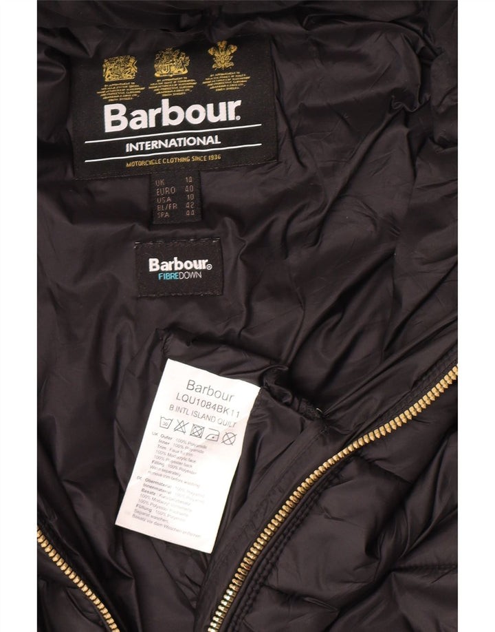 Barbour Wattierte Damenjacke mit Kapuze, UK 14, großes schwarzes Polyamid