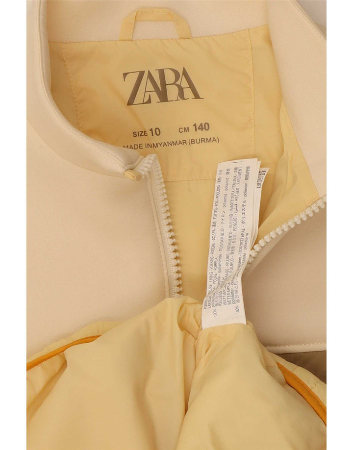 Wattierte Jacke für Mädchen von Zara, 9–10 Jahre, gelbes Colourblock-Polyamid