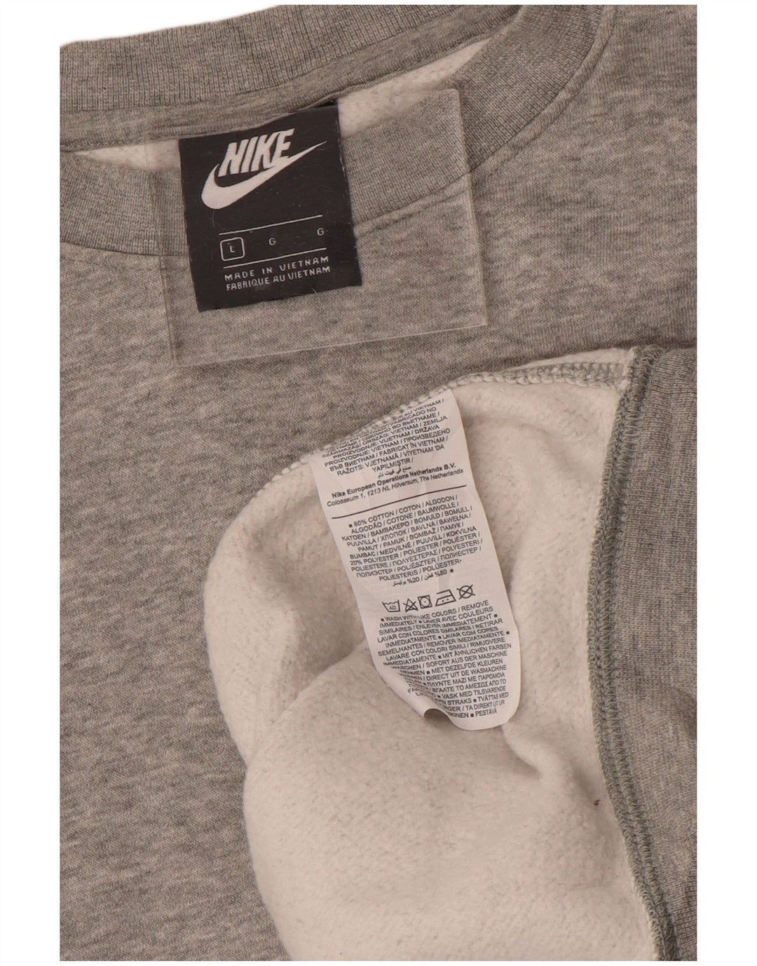 NIKE Herren-Sweatshirt-Pullover, groß, graue Baumwolle