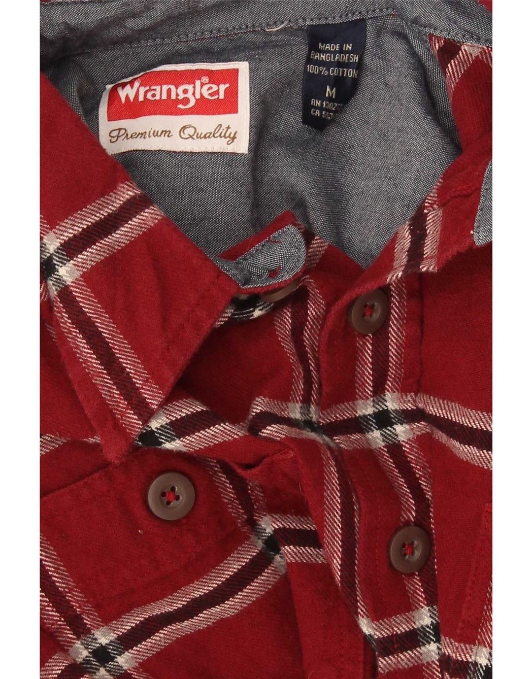 Wrangler Herren-Flanellhemd, mittelrot, kariert, Baumwolle
