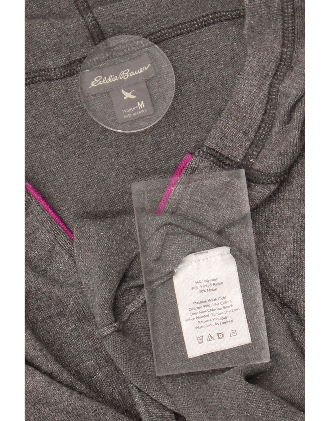 EDDIE BAUER Womens Zip Hoodie Sweater UK 12 Medium Grey Polyester Vintage Eddie Bauer and Second-Hand Eddie Bauer from Messina Hembry 