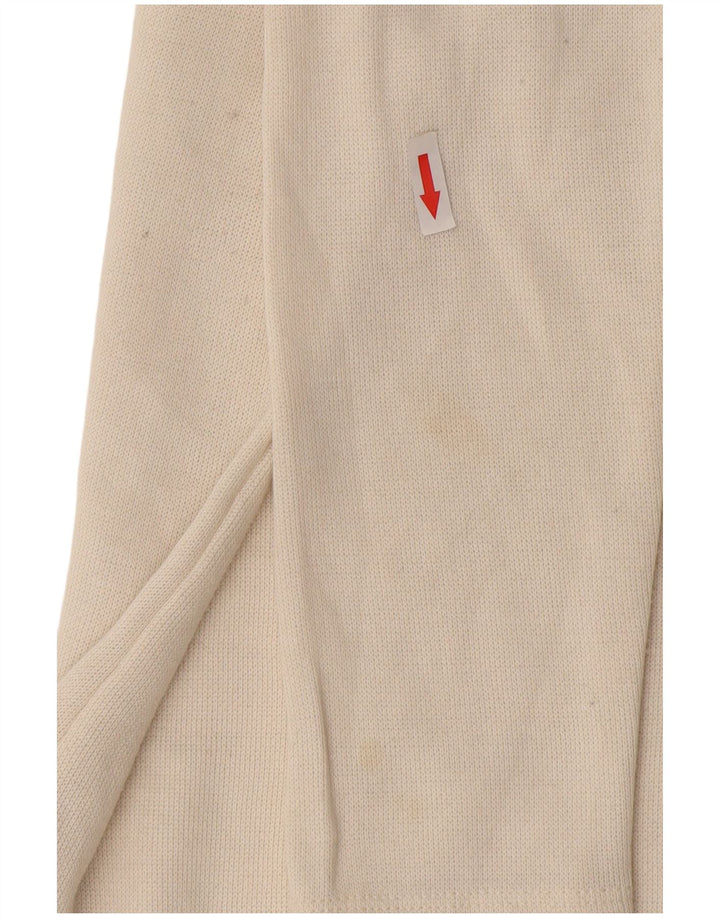 Zara Damen Langarm-Poloshirt UK 14 Large Off White Polyester