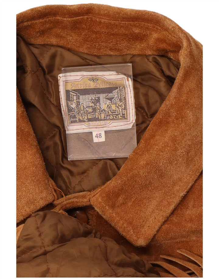 Antica Pelleria Herren Wildlederjacke IT 48 Mittelbrauner Cowboy